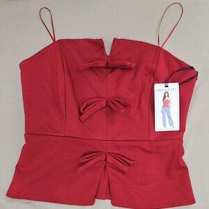 NWT MILK + HONEY Red Strapless Bow Peplum Top - Coquette Y2K Retro Style - L